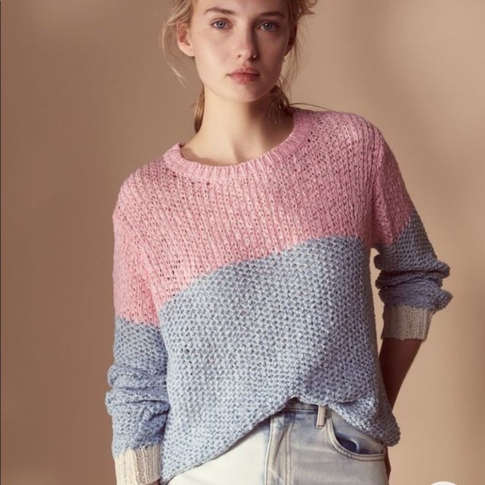 Sandro Paris Obeline Color Block Openwork Sweater… - image 1